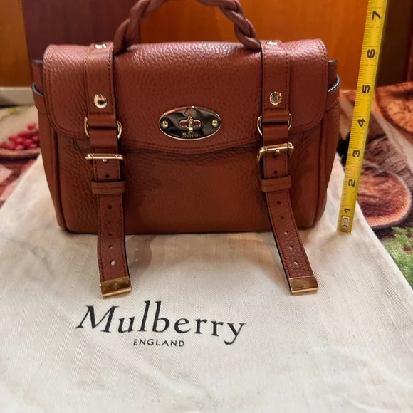 Mulberry Mini Alexa in heavy grain leather bag chestnut - Picture 15 of 16